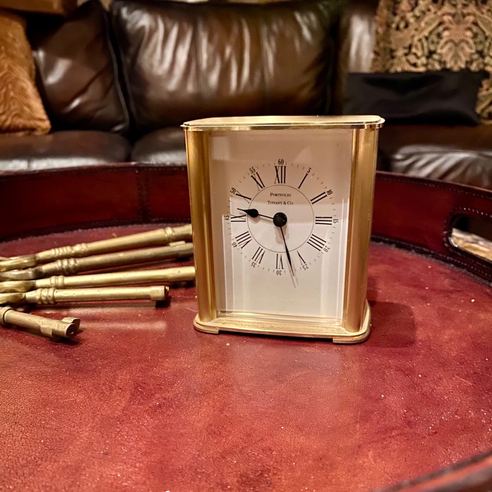 Tiffany & Co. brass portfolio quartz desk clock